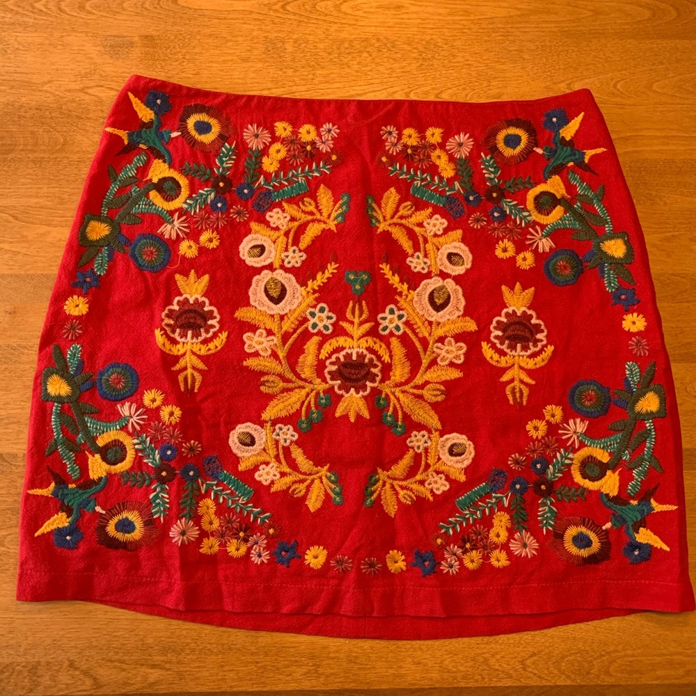 Folk stitched skirt